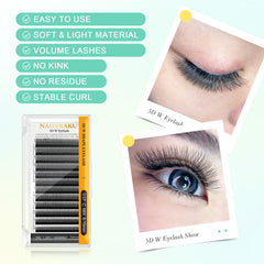 NAGARAKU W Clover lash base detail showing soft, graceful extensions and clear root arrangement