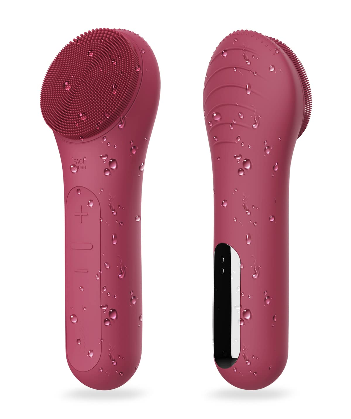 NågraCoola Face Scrubber berry-cleanse shows ultra-soft silicone bristles for gentle cleansing