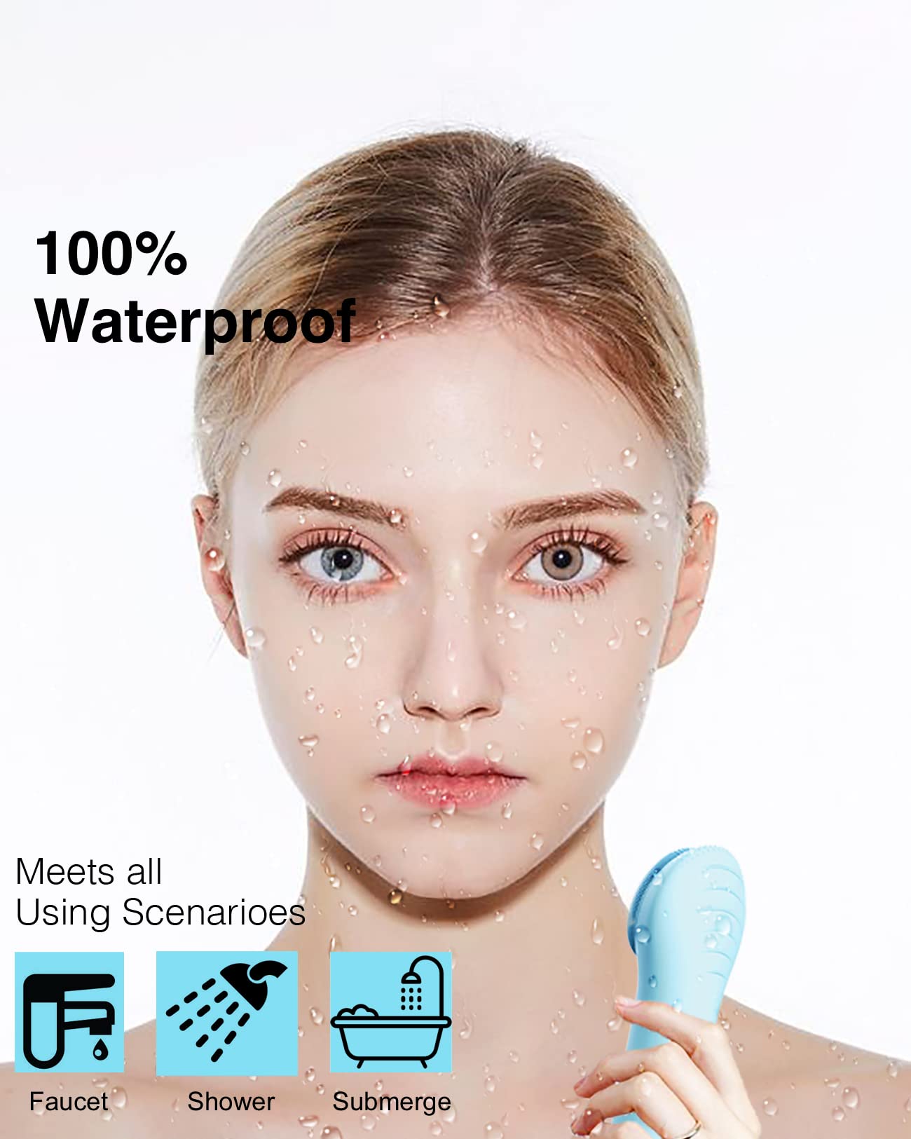 NågaCoola silicone bristles brush demonstrates gentle cleanse for all skin types