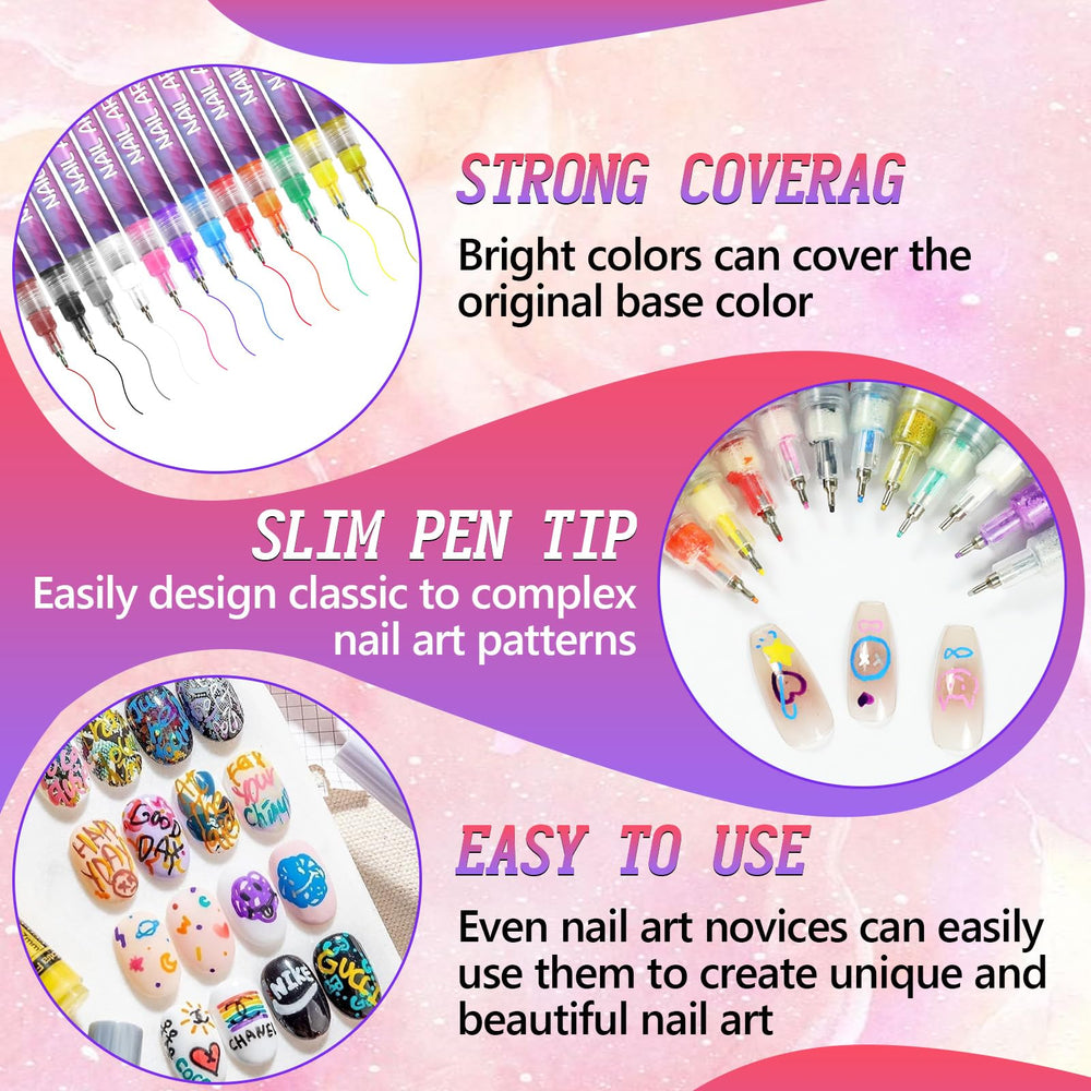 Nail Art Pens 0.5mm tip close-up for precise lines