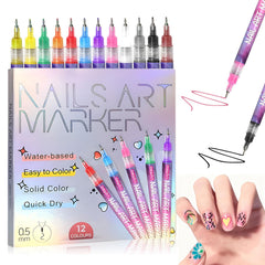 Nail Art Pens 12-color palette for detailed DIY designs