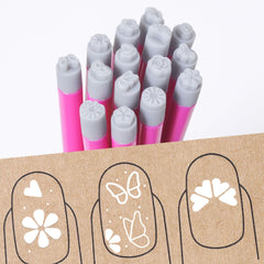 Nail-art-stamp-pen-set butterfly-designs: Butterfly designs for delicate decor and pattern transfer.