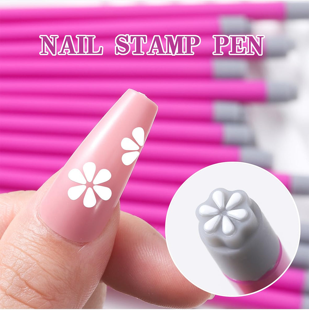Nail-art-stamp-pen-set-dotting-tools: Includes dotting tools for custom accents and clean application.