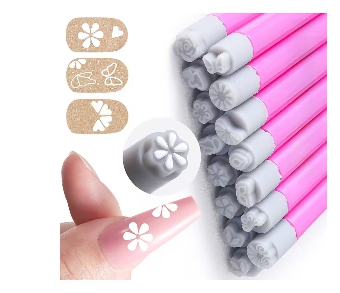 Nail-art-stamp-pen-set flower-designs: Flower patterns for quick chic nails and easy DIY art.