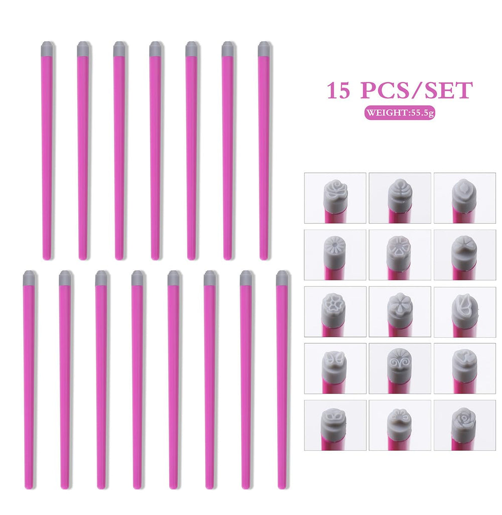 Nail-art-stamp-pen-set-portable-ergonomic: Slim, ergonomic design for comfortable handling on the go.