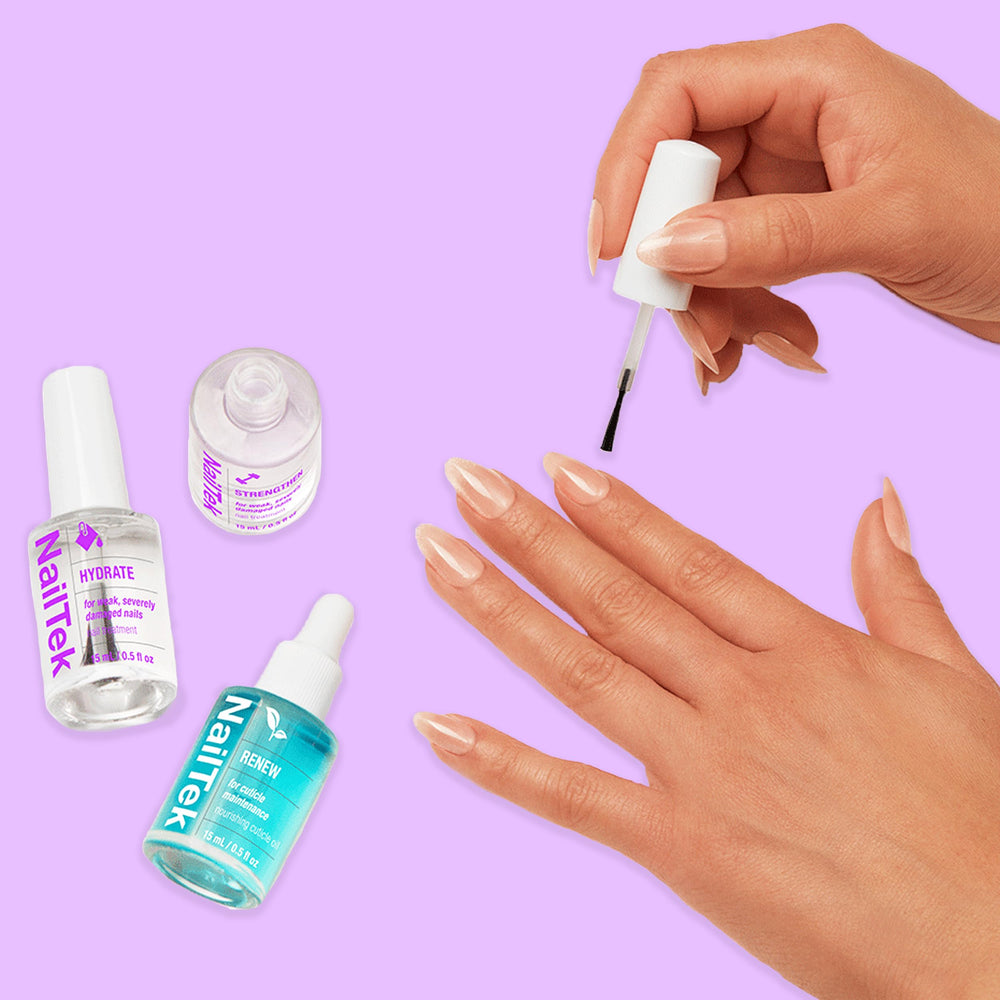 Nail Tek Rescue 3-step regimen in use on damaged nails