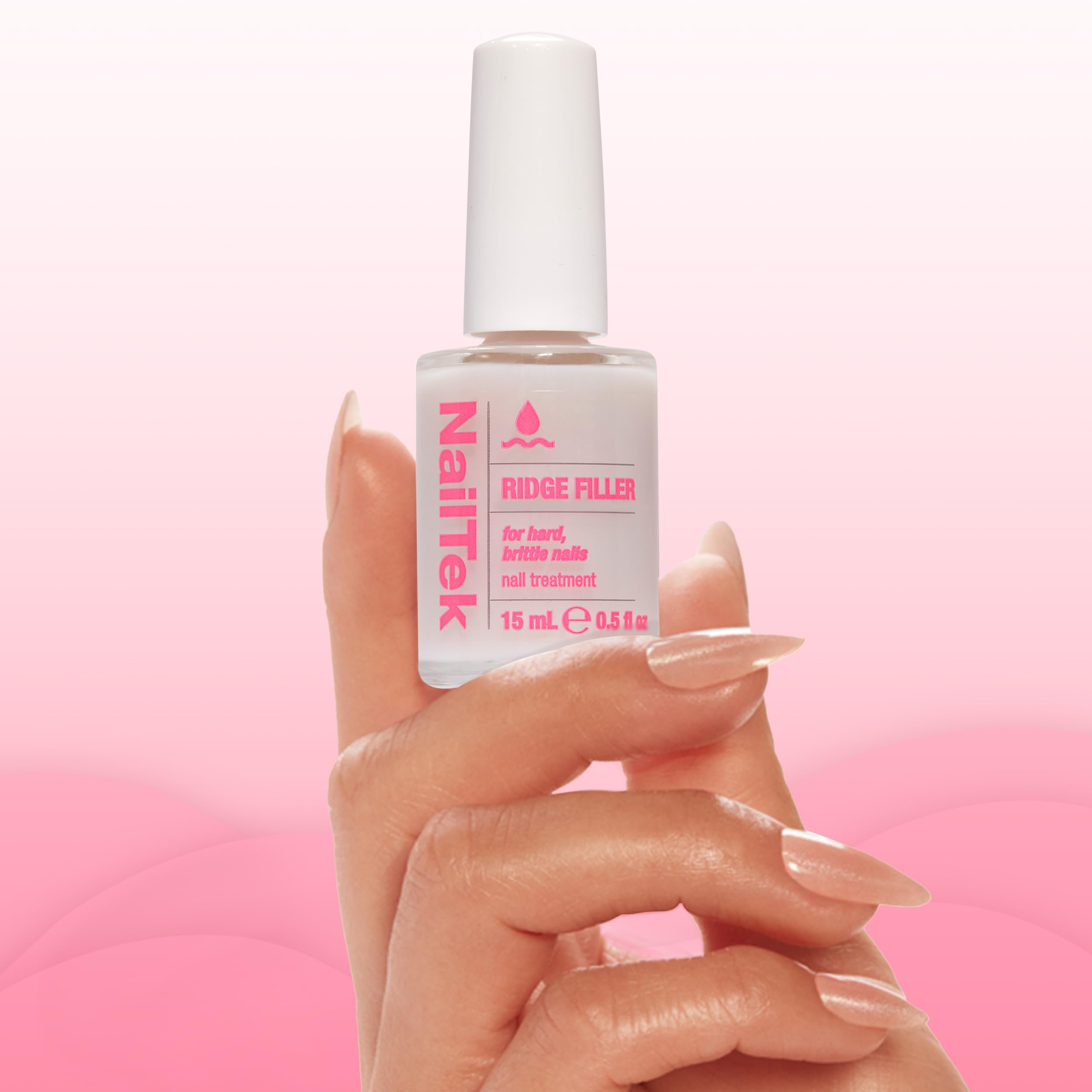 Nail Tek Ridge Filler Formula 3 base coat application demonstrates smooth adherent surface for color