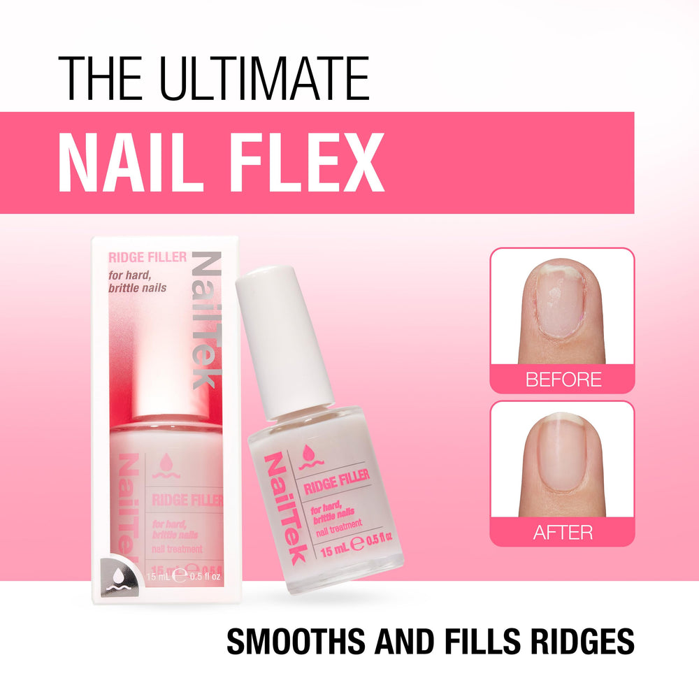 Nail Tek Ridge Filler Formula 3 closeup texture reveals micro fibers filling ridges for evenness
