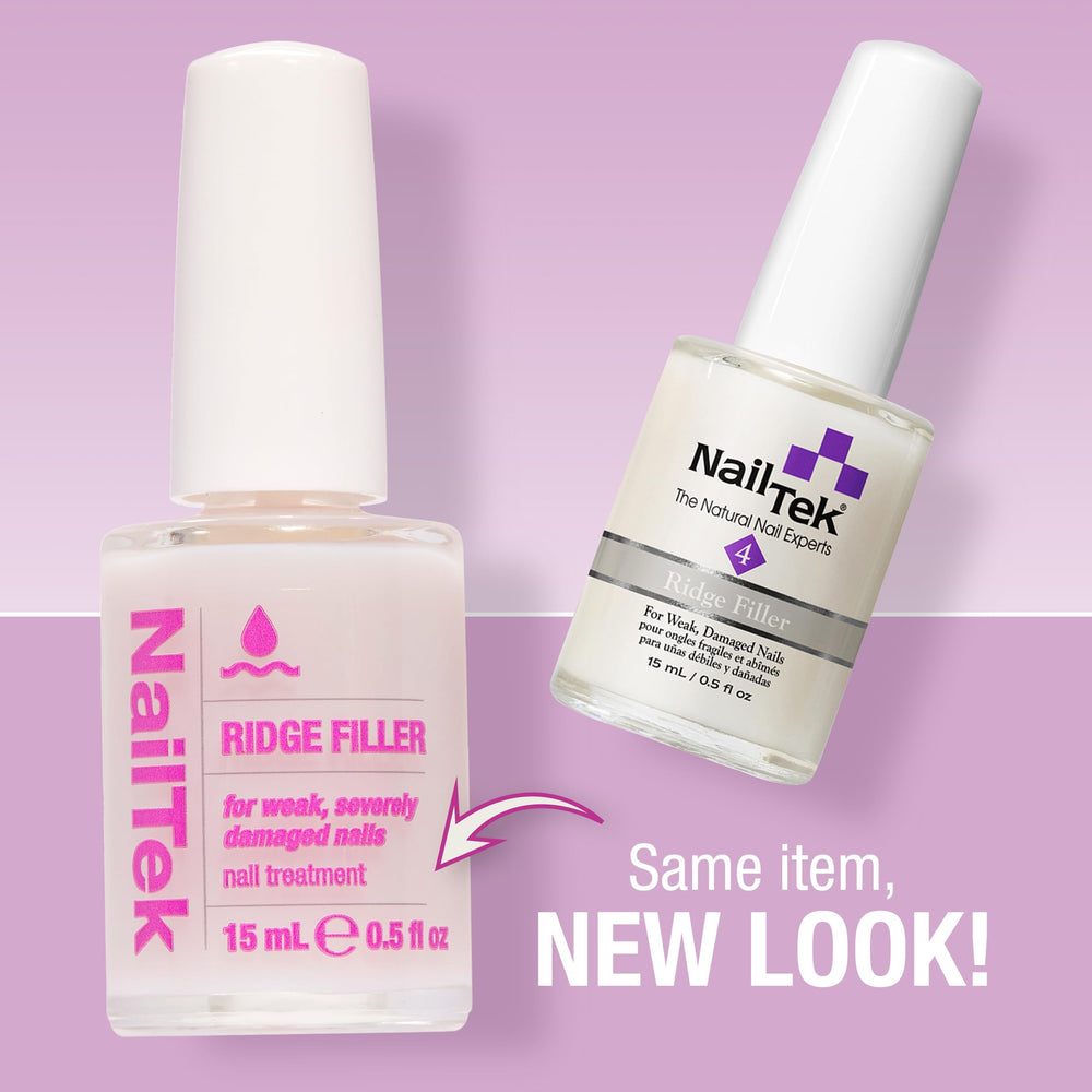 Nail Tek Ridge Filler Formula 4 application brush demonstrates ridge filling for even base coat