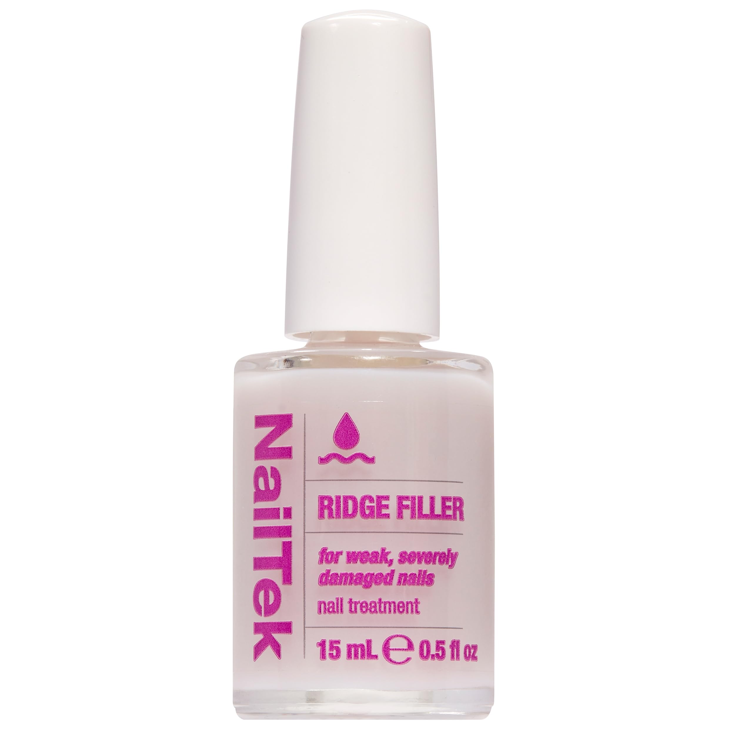 Nail Tek Ridge Filler Formula 4 bottle closeup showing clear finish for smoother nails