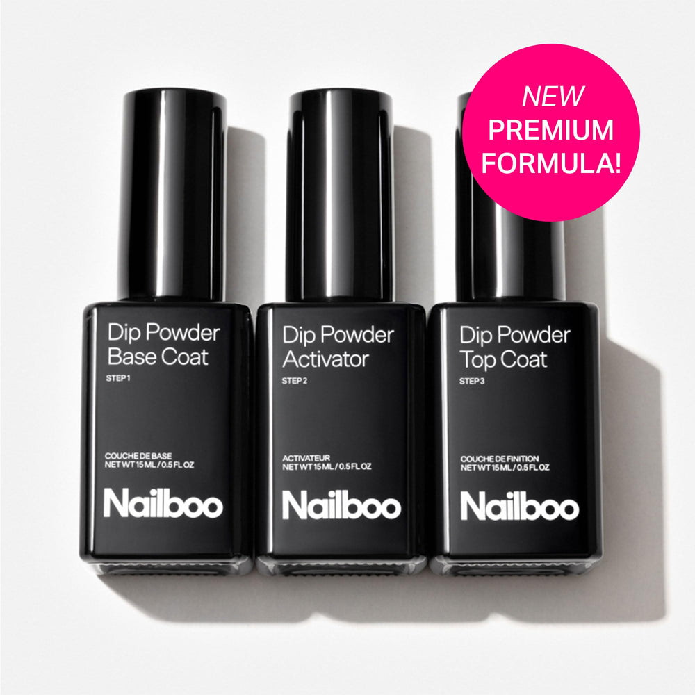 Nailboo base coat application demonstrates even dip layering.
