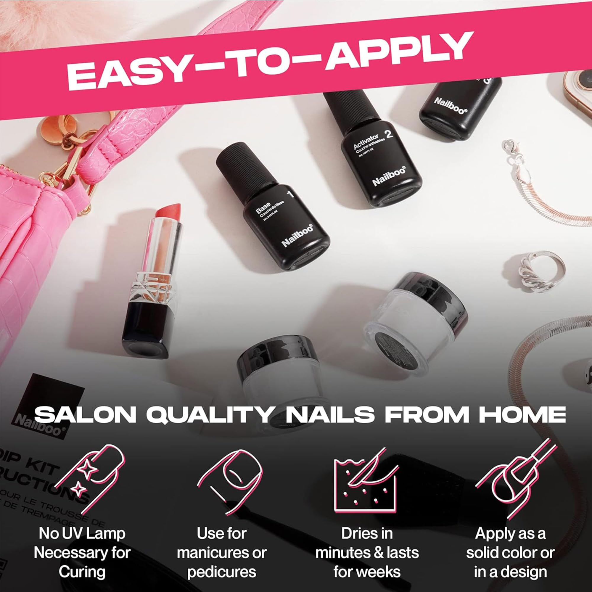 Nailboo dipping container keeps powders contained and mess-free