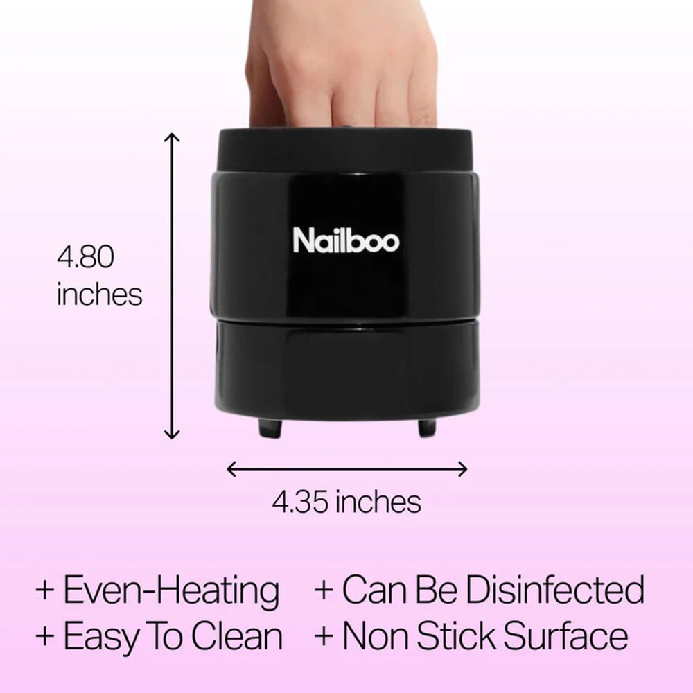 Nailboo Magic Soak Bowl hands soaking demonstrates gentle removal with even heating.
