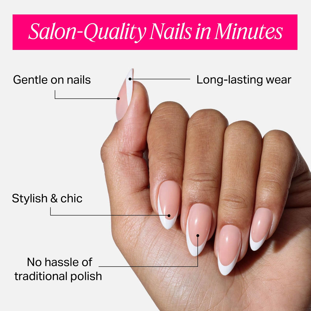 Nailboo press-on nails on display showcasing a salon look in minutes