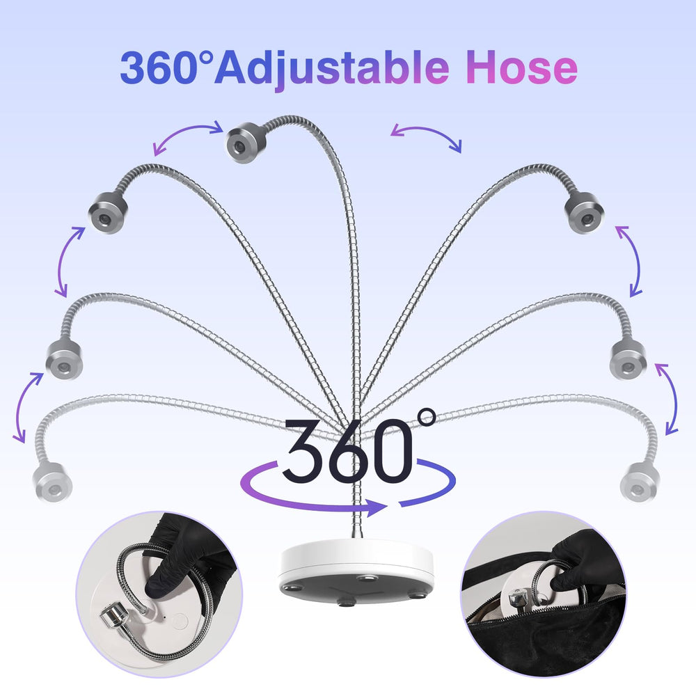 NailFace Flash Cure Lamp 5x-magnifying helps precise application.