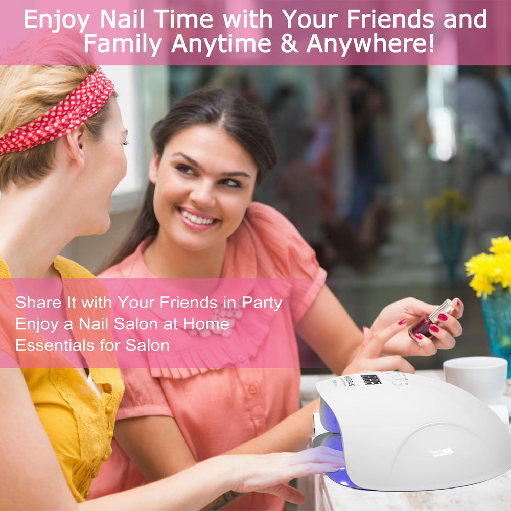 NAILGIRLS home salon lamp in use with gel polish sets.