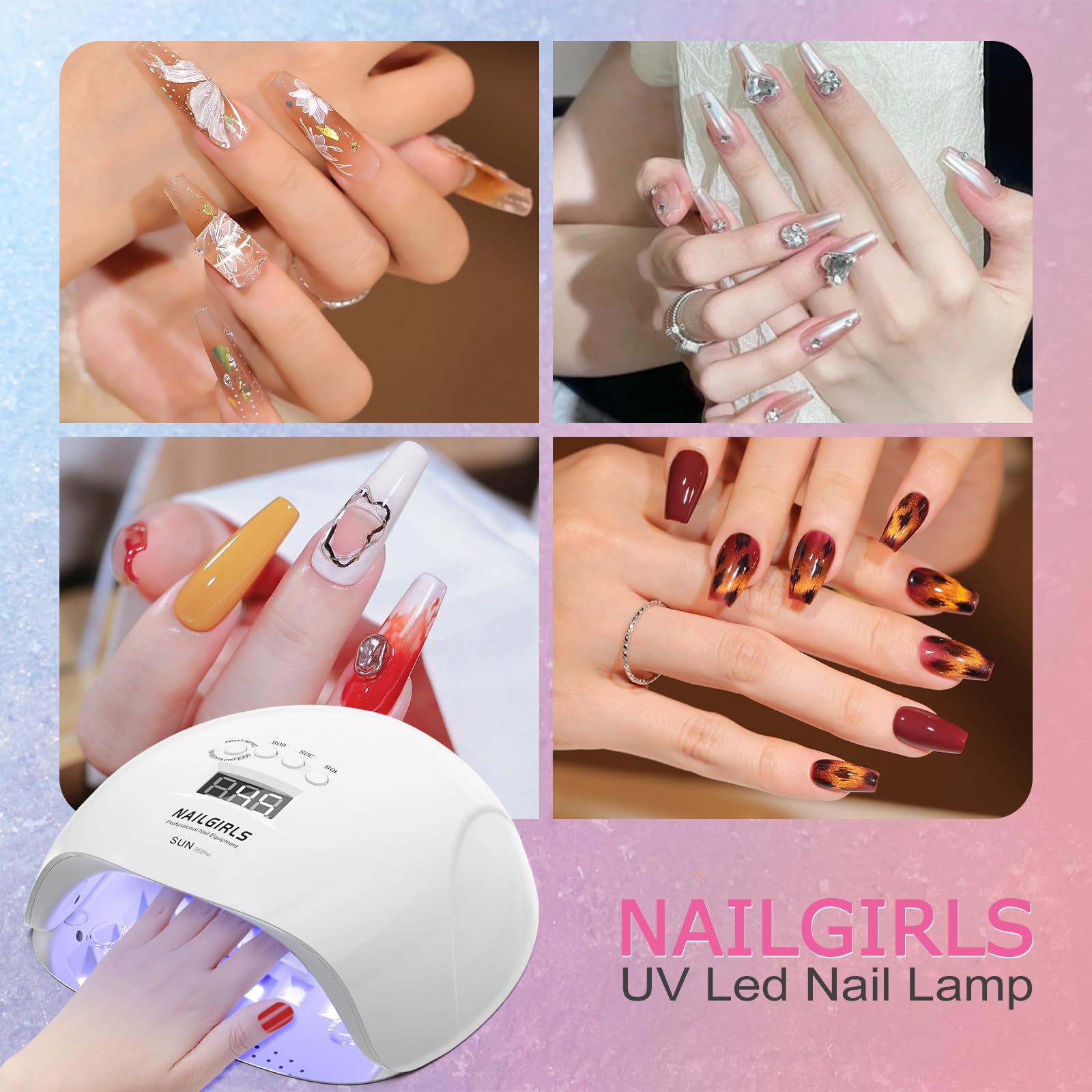 NAILGIRLS professional-grade lamp suitable for home or salon setups.