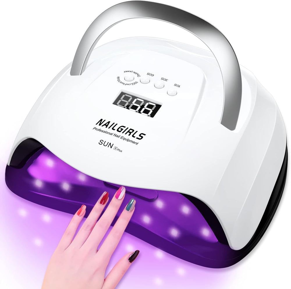 NAILGIRLS UV LED Nail Lamp front view showing wide opening for multiple nails curing