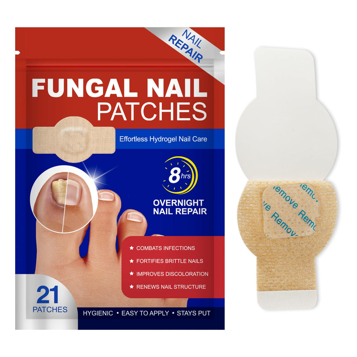 Nail Patches 21Pcs bag packaging for overnight nail repair