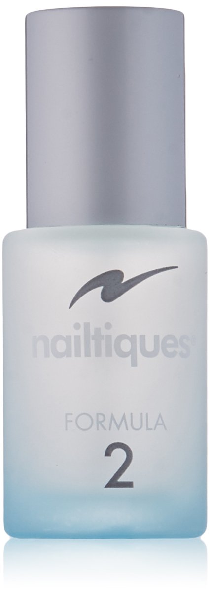 Nailtiques Formula 2 protein bottle front, a nail-strengthening treatment for peeling-prone nails.