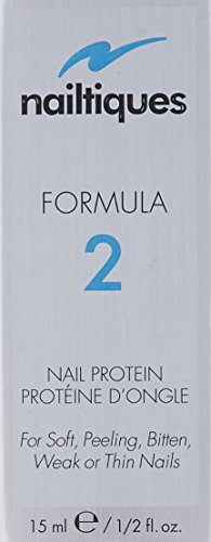 Nailtiques Formula 2 label close-up reveals the protein formula for nail growth.