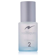 Nailtiques Formula 2 bottle closeup shows strength-building formula for healthier nails.