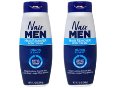 Nair hair remover for men 2-pack packaging highlights convenient value and ready-to-use solution.