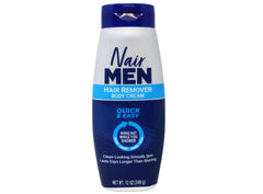 Nair hair remover for men pump bottle close-up shows quick, even coverage for efficient results.