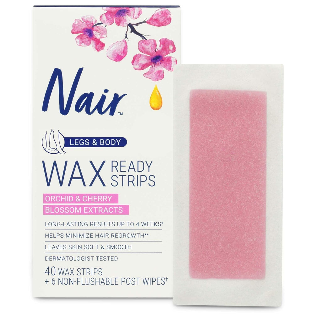Nair Hair Remover Wax Ready-Strips removal-effect hints at efficient short hair removal.