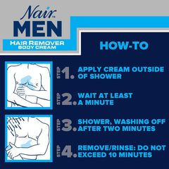 Nair Men hair removal body cream apply to arm highlights even application.