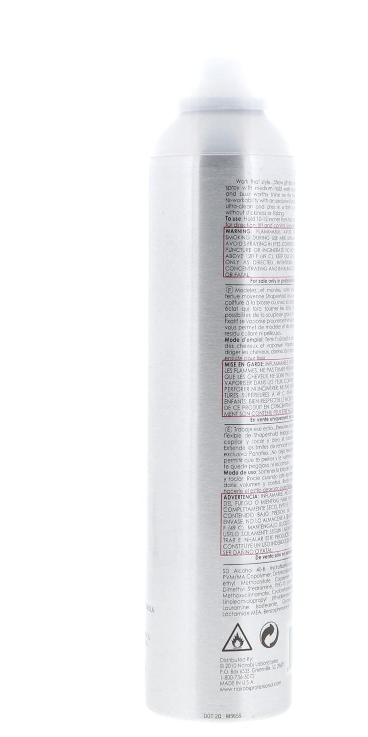 Nairobi Shape n Hold spray highlights shine on styled hair.