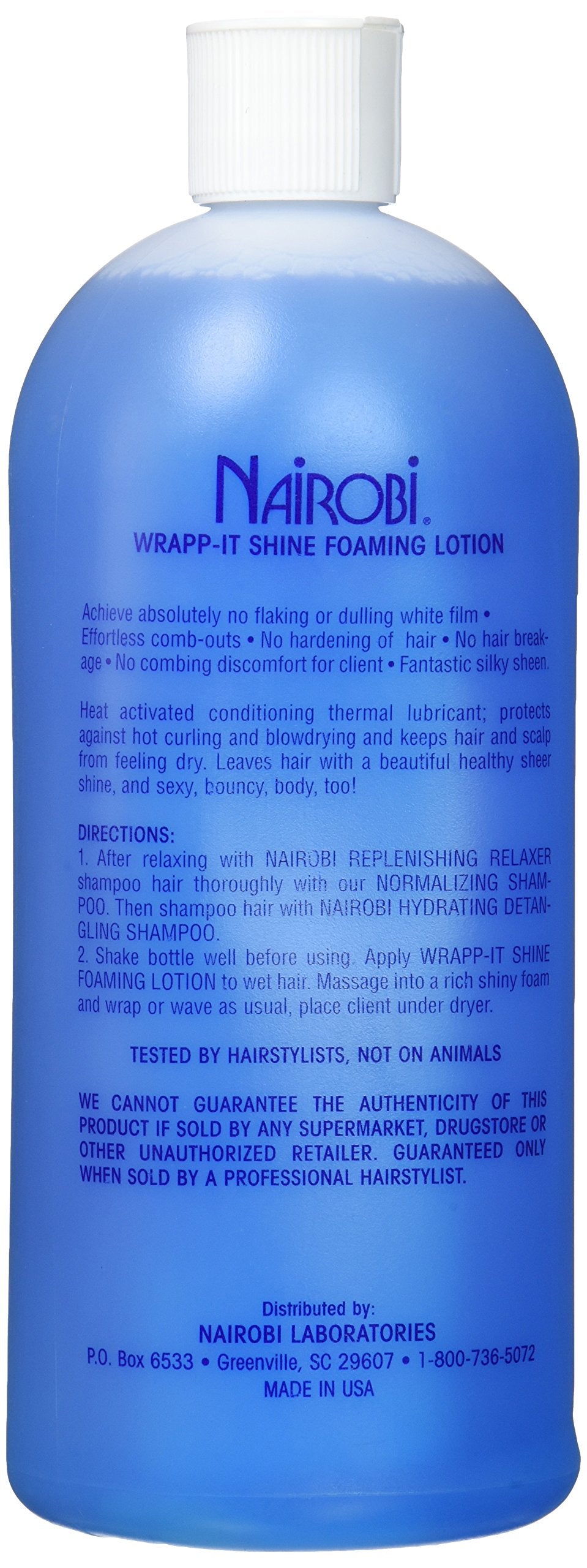 Nairobi Wrapp-It Shine foaming lotion application promotes smooth styling.