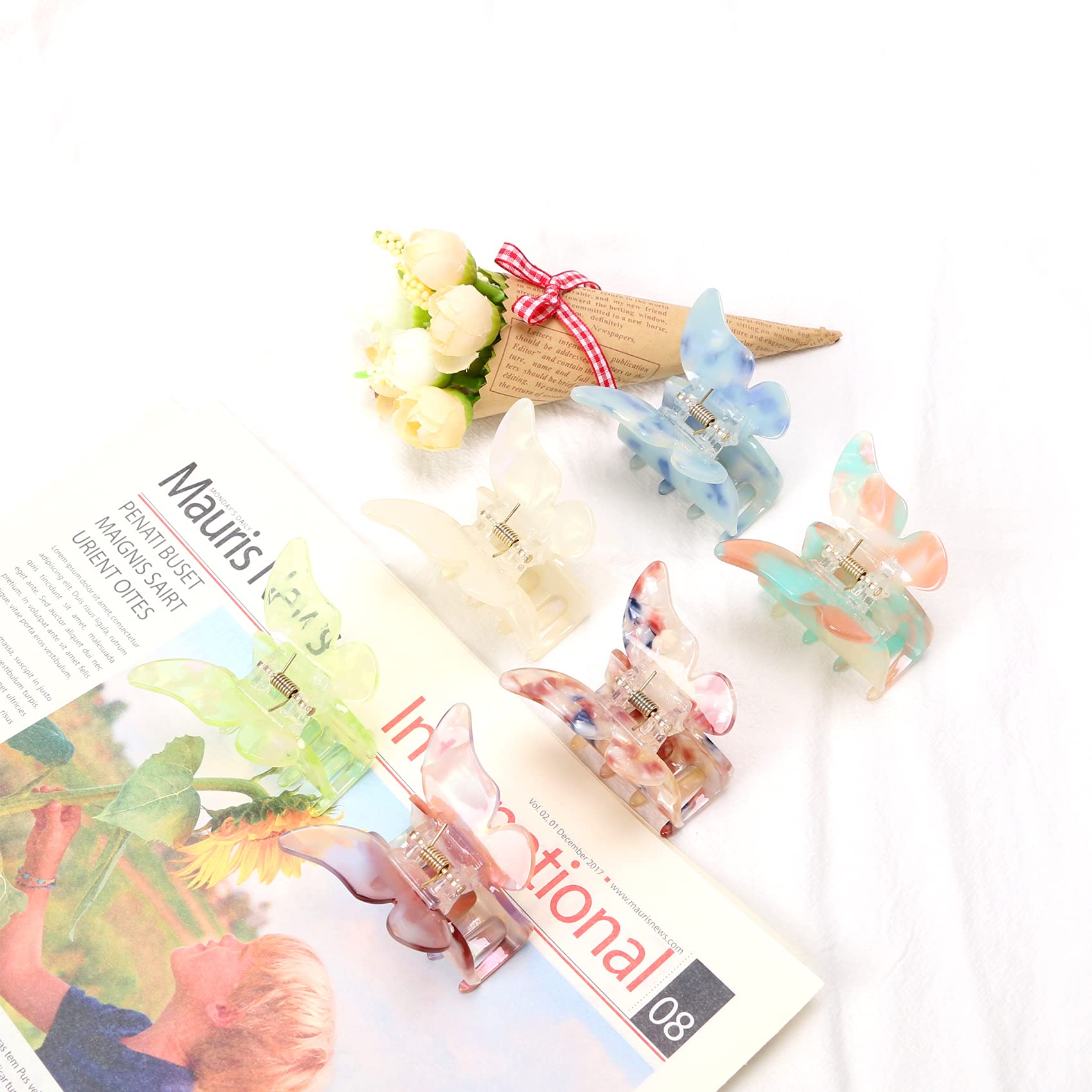 NAISIER Hair Claw Butterfly Blue-Pink colorful clip for playful looks