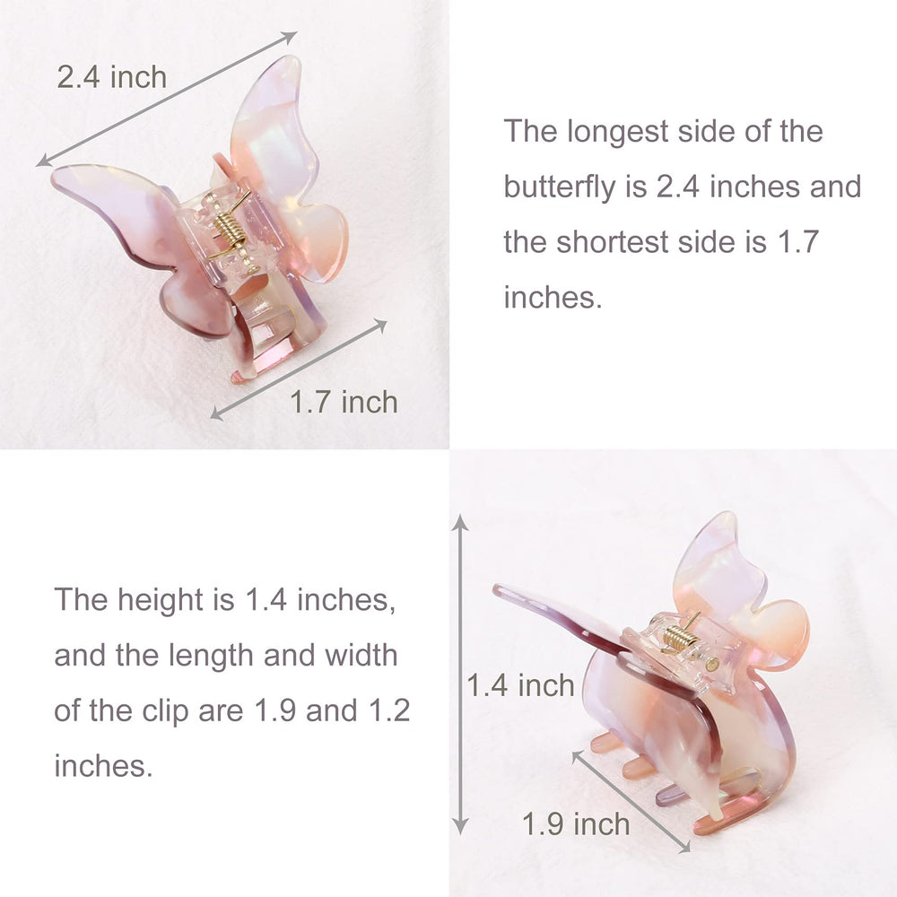NAISIER Hair Claw Butterfly White smooth acrylic finish prevents snagging