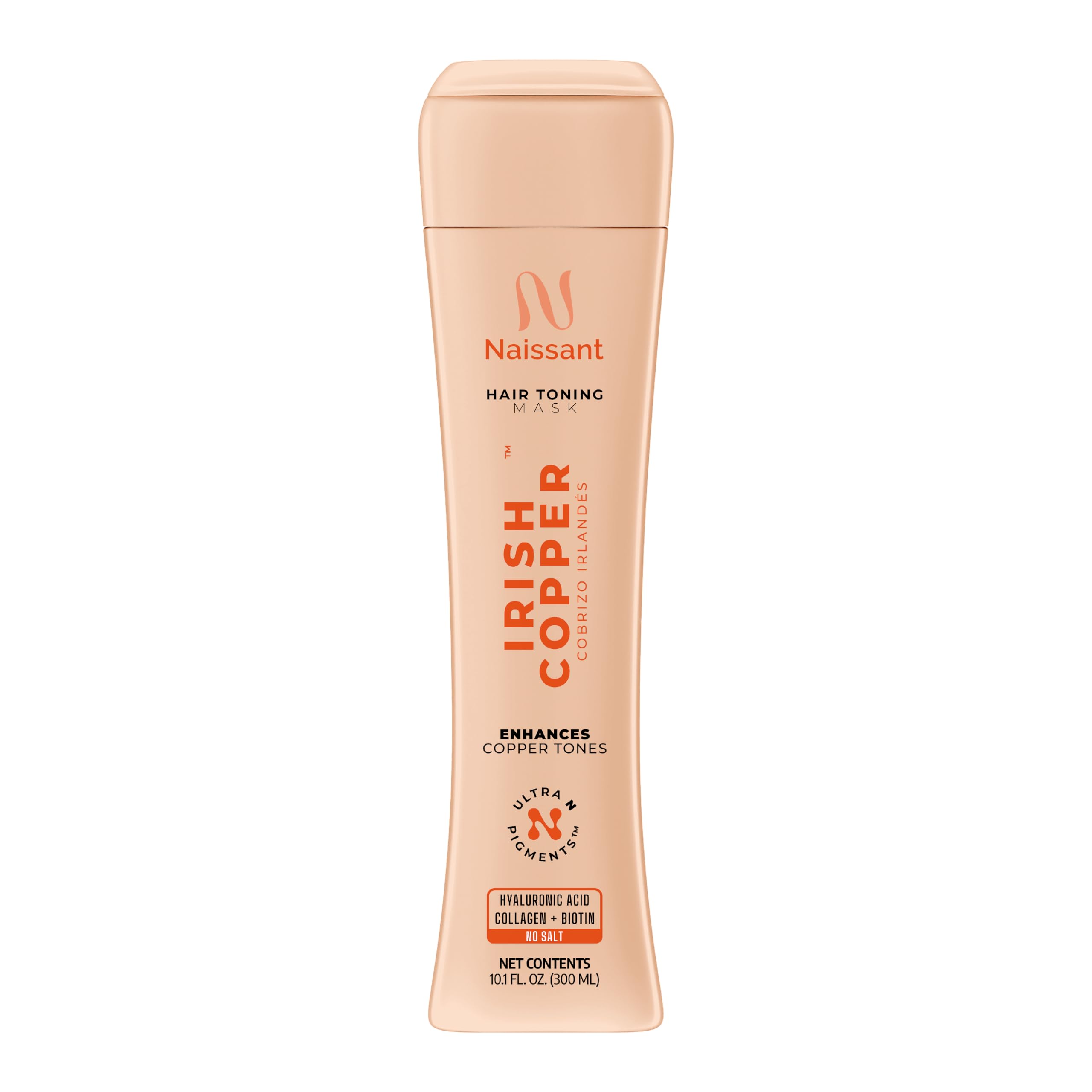 naissant Irish Copper Hair Toning Mask packaging hints at salon-grade color deposit.