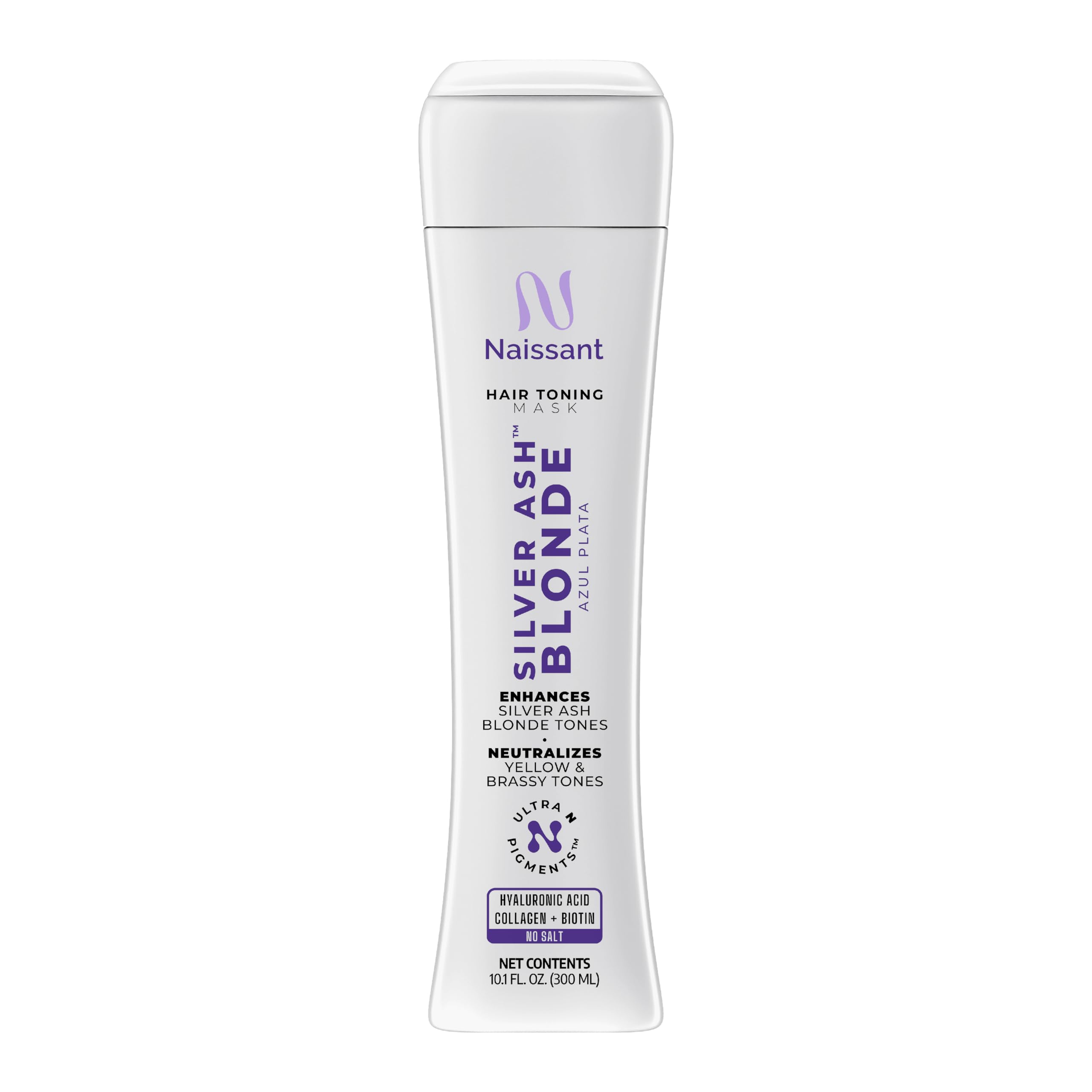 Naissant Silver Ash Blonde Mask packaging showcases premium, color-safe care for toned hair.
