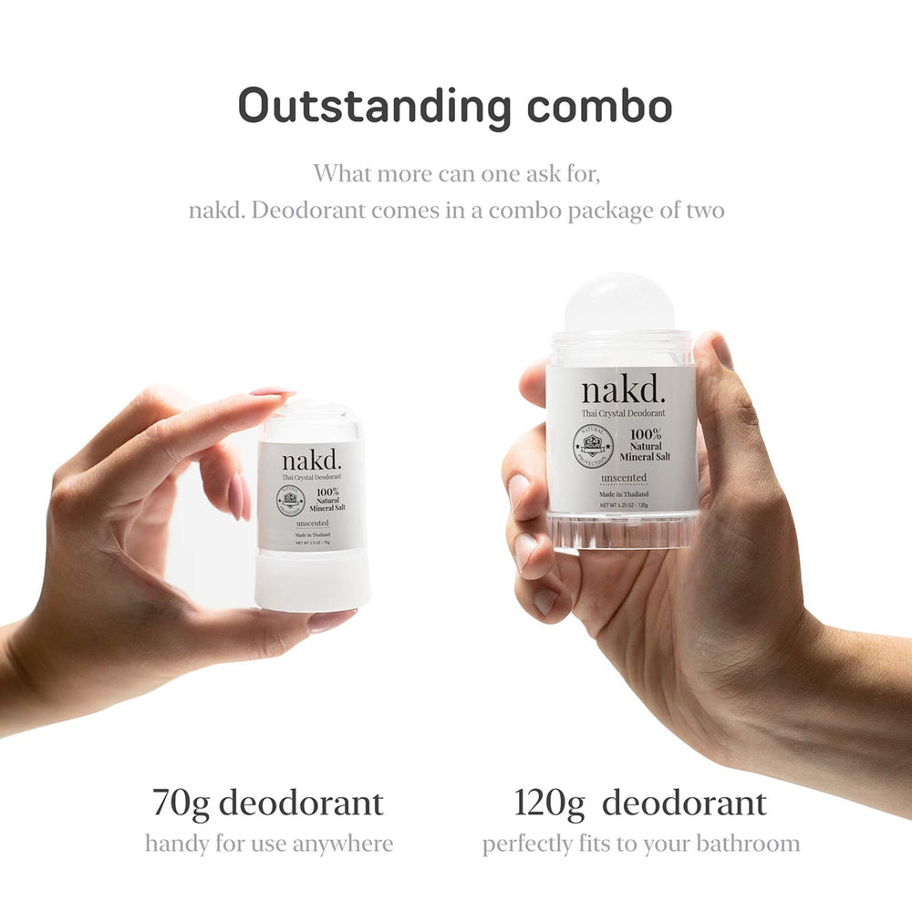 nakd. Thai Crystal Deodorant stone travel-size offers on-the-go odor control in a compact form