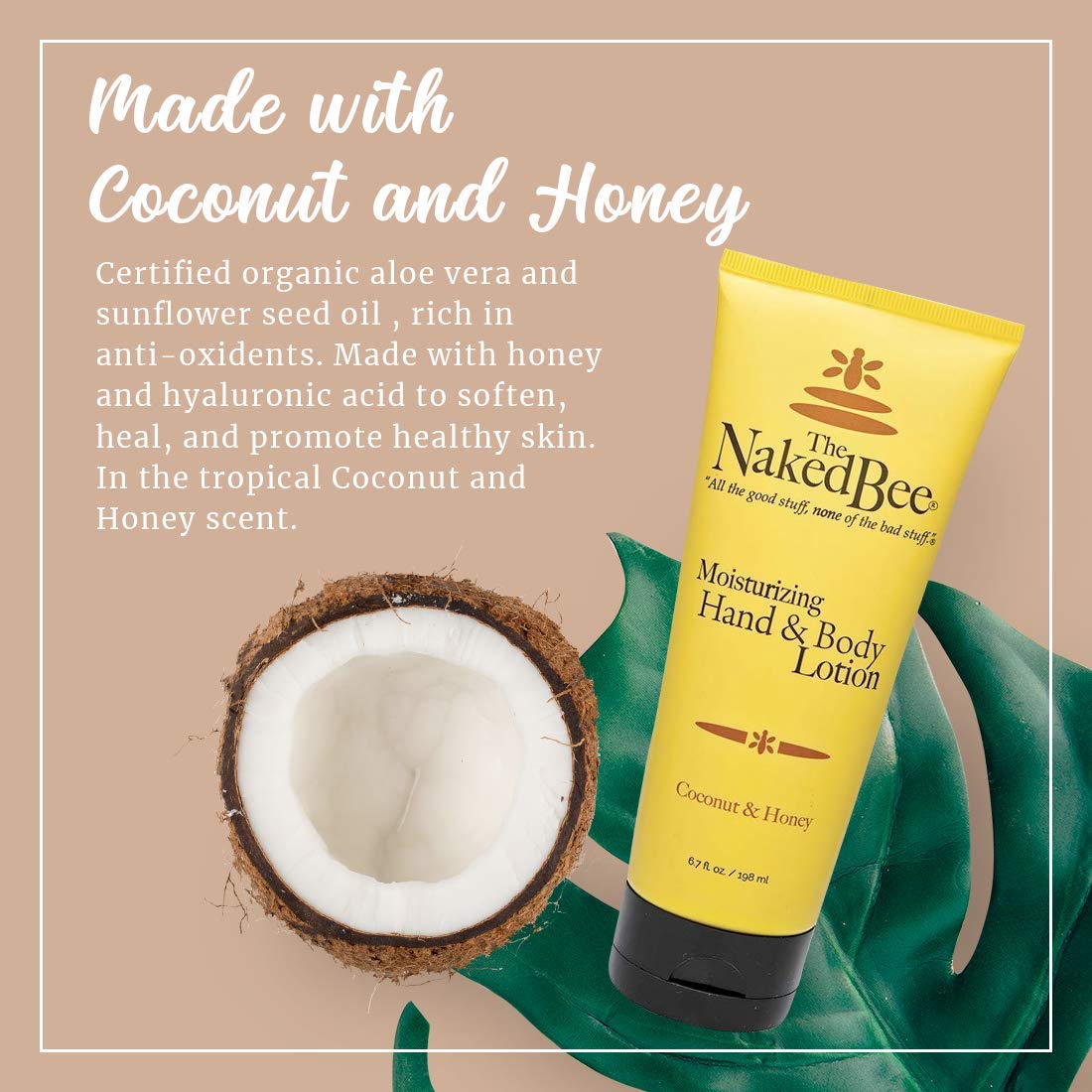 The Naked Bee Coconut & Honey lotion swatch showing creamy texture