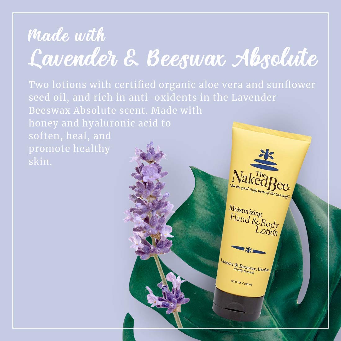 The Naked Bee hand and body lotion application scene showing quick absorption.