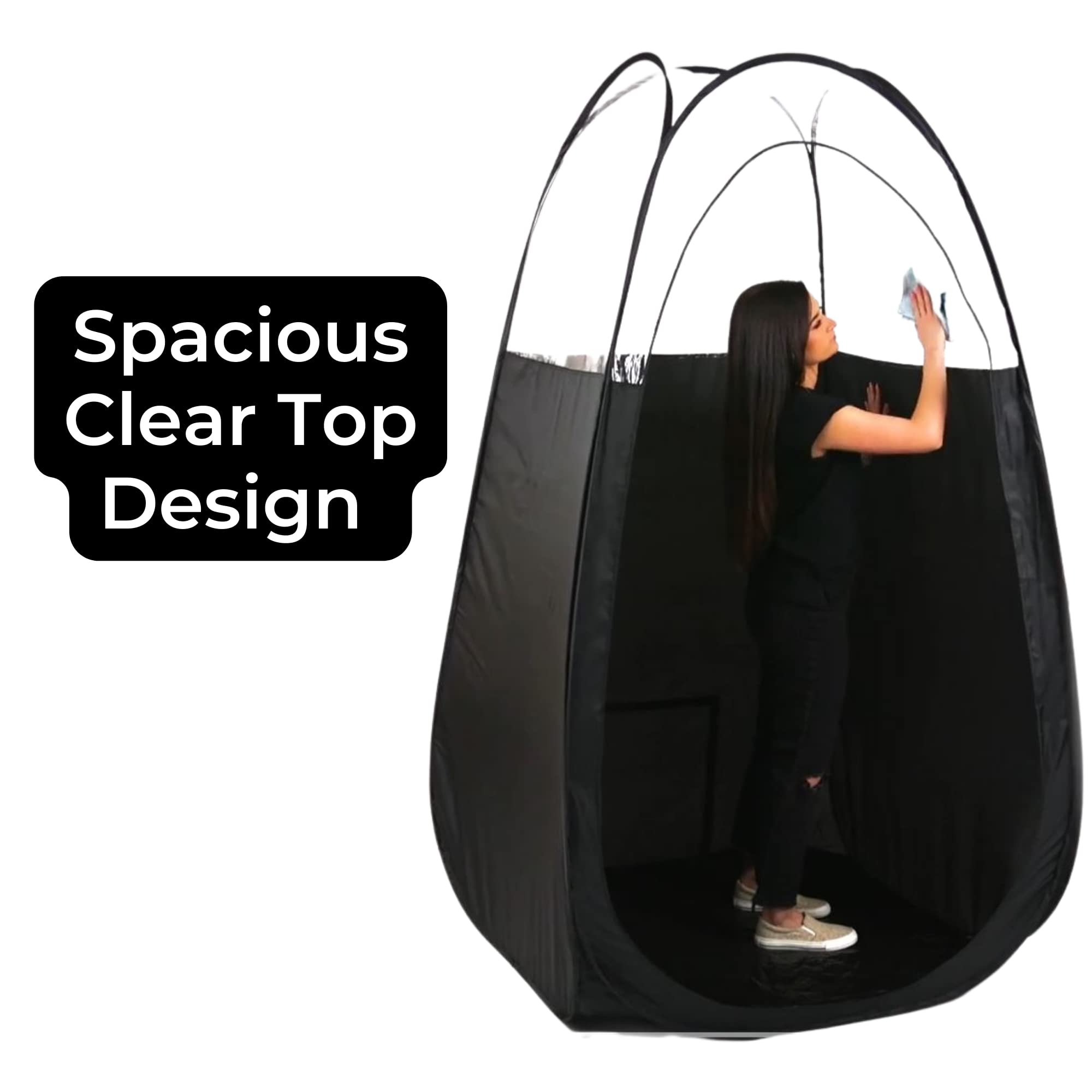 Naked Sun Black Spray Tan Tent waterproof floor contains overspray for cleaner workspace
