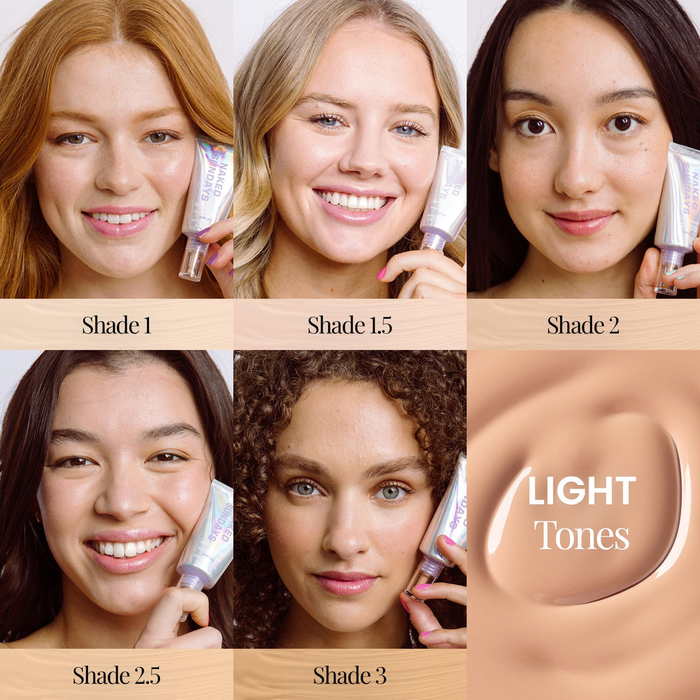 Swatch on skin shows shade compatibility for fair cool tones.