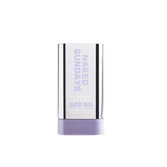Naked Sundays SPF 50 Clear Glow Sun Stick packaging shows a compact, travel-ready sunscreen.