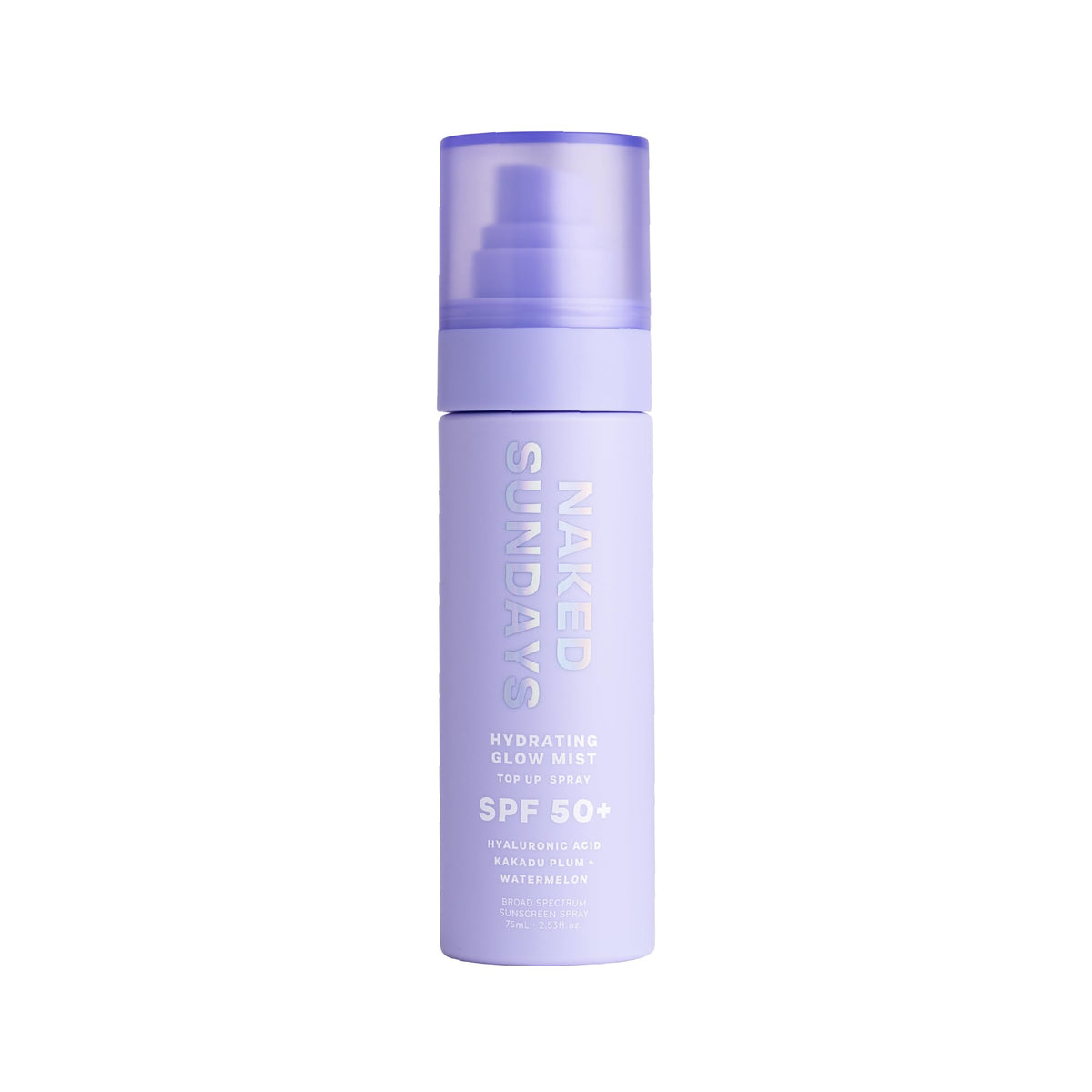 Naked Sundays SPF 50 face mist bottle delivering lightweight hydration for daily use