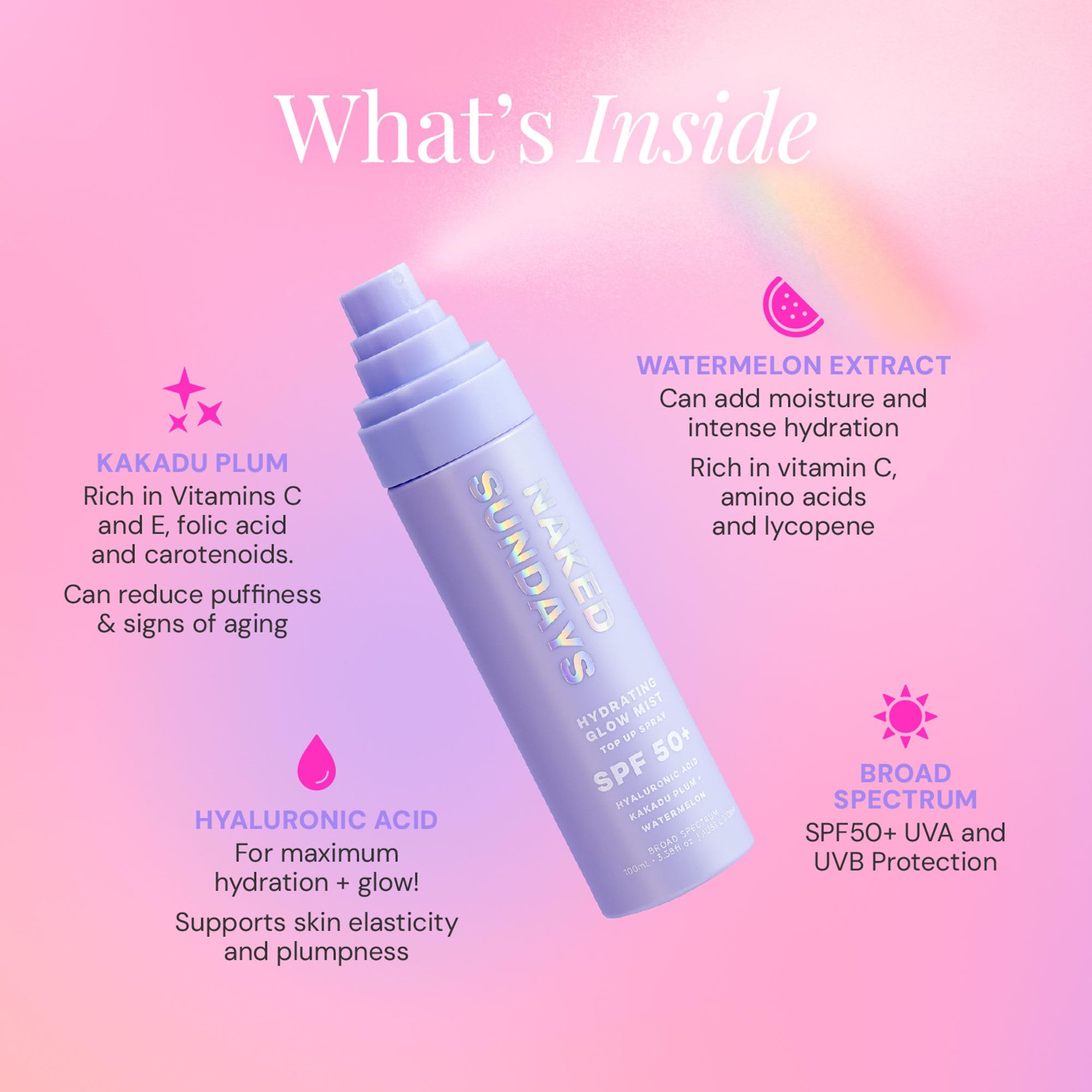 Naked Sundays SPF 50 face mist setting makeup and refreshing skin