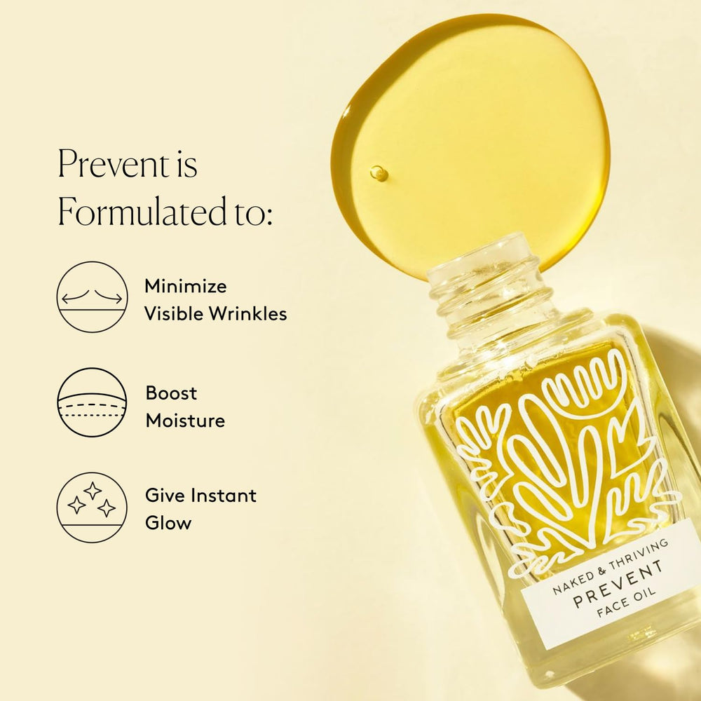 Naked & Thriving Prevent moringa seed oil visual for vibrant, youthful look.