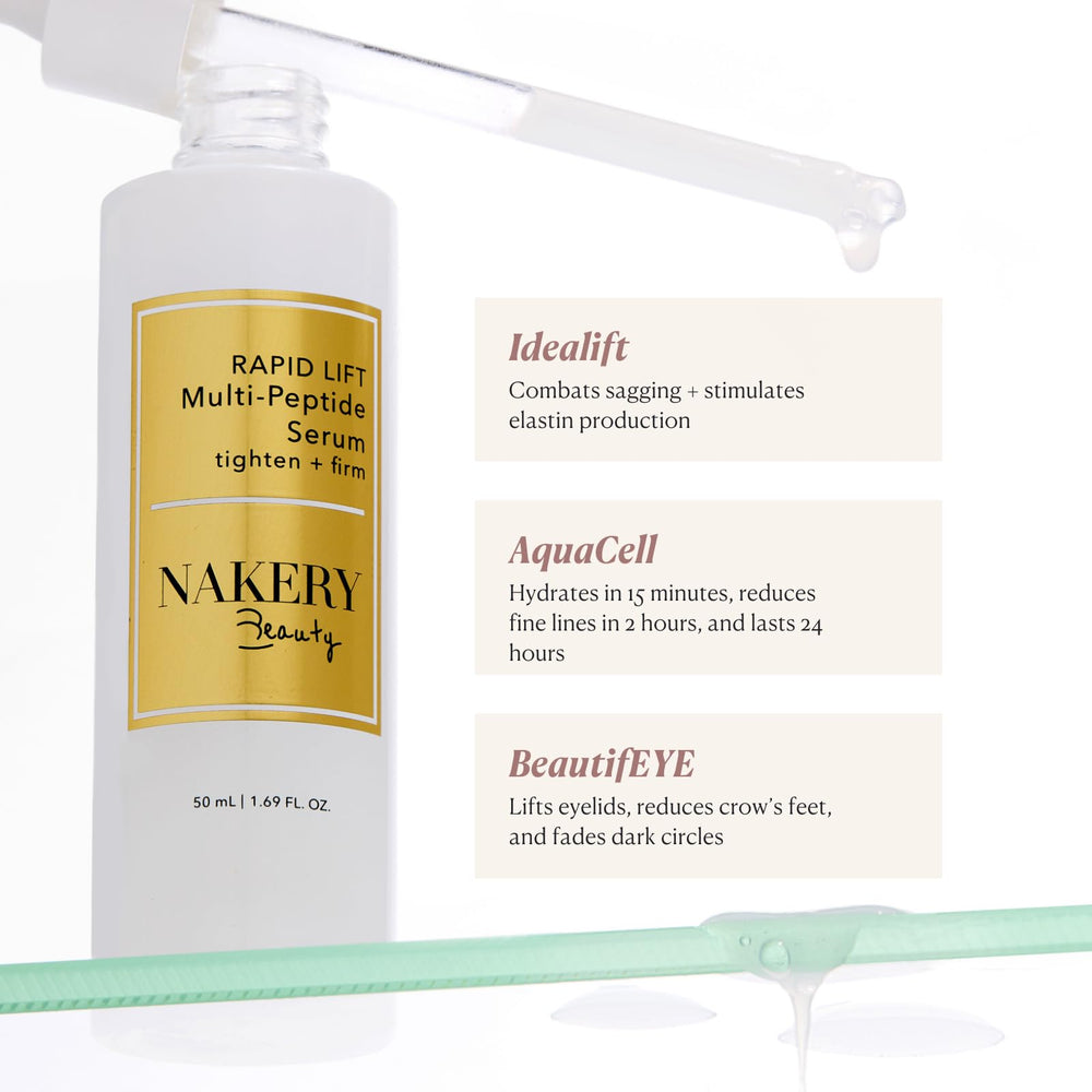 Nakery serum application on cheek showing smooth, even skin glow