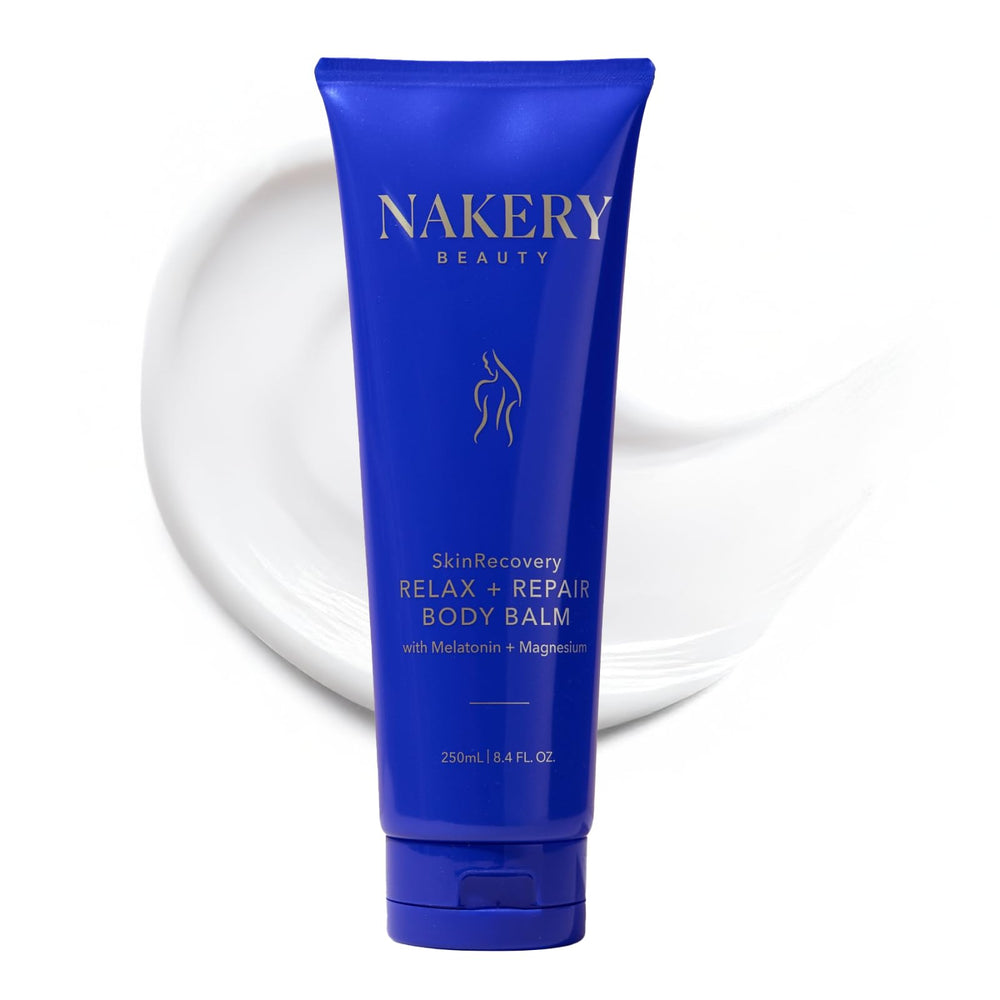 Nakery SkinRecovery relaxing magnesium balm bottle for nightly self-care and muscle calm.