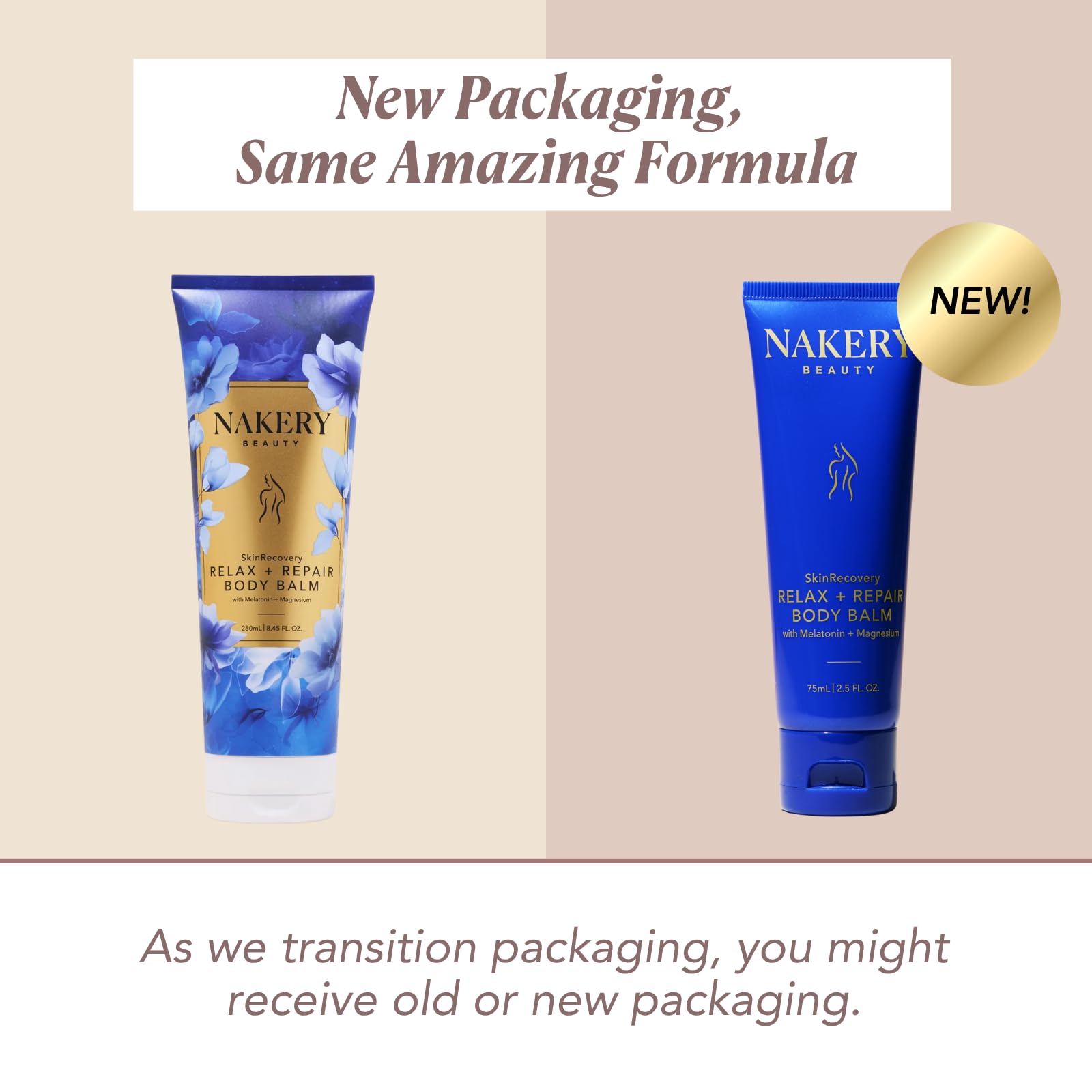 Nakery SkinRecovery skin-tightening cream pump highlights firming and smoothing possibilities.