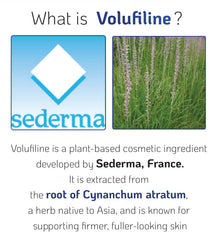 Nano Recipe Volufiline serum texture closeup emphasizes smooth, plump-looking skin with plant-based actives.