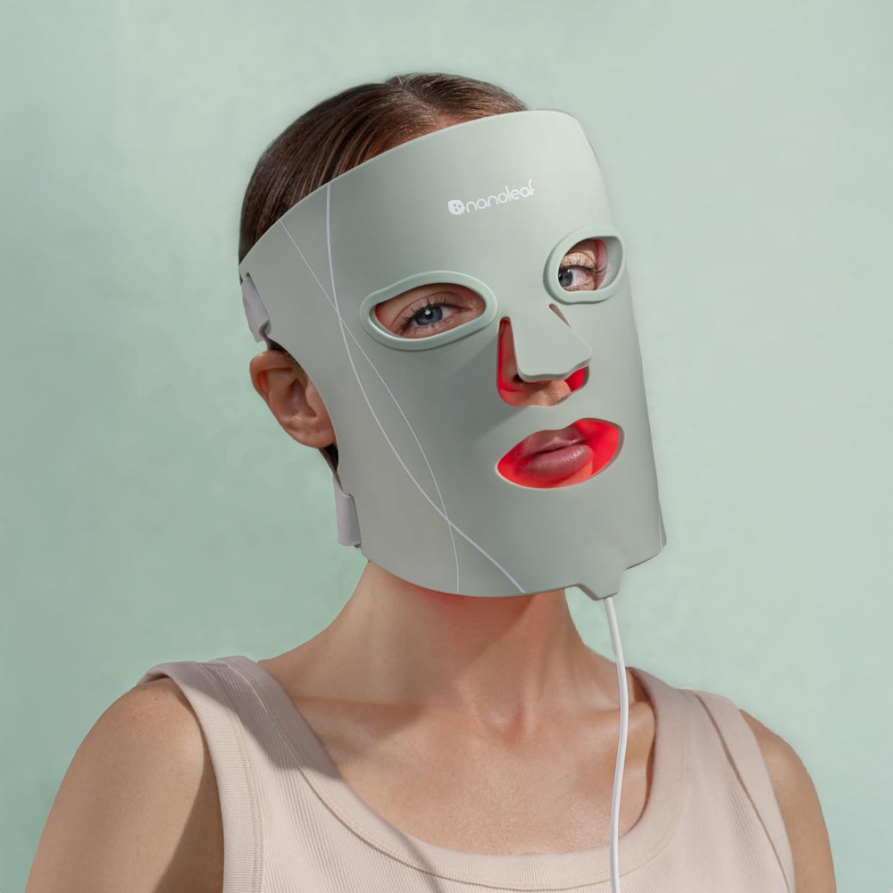 Nanoleaf face mask 7-modes display shows versatile therapy options for skincare.